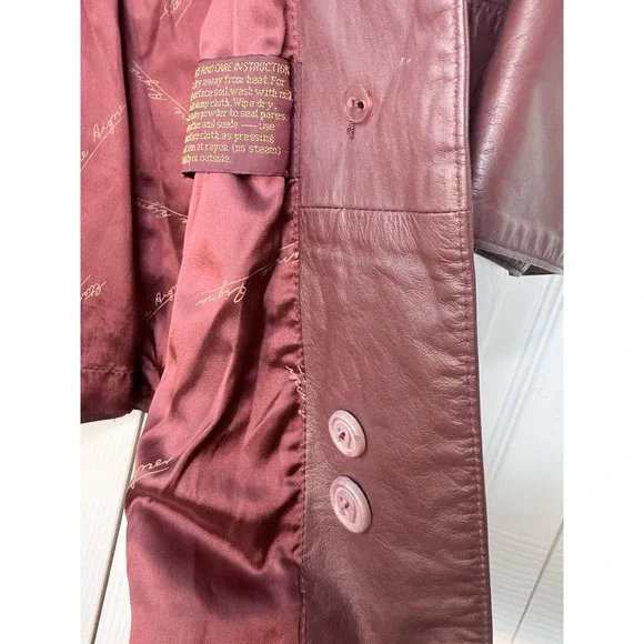 Vintage Etienne Aigner Oxblood Red Leather Short Trench Coat Sz M? - Picture 14 of 16